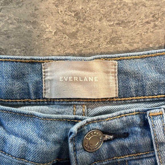 Everlane Light Wash Blue Distressed High Waist Straight Leg Regular Jeans - Picture 4 of 7